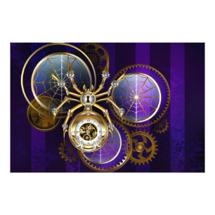 Impression Photo Spider Steampunk sur Arrière - plan pourpre