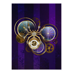 Impression Photo Spider Steampunk sur Arrière - plan pourpre