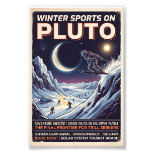 Impression Photo Sports d'hiver sur Pluton - Sci-Fi Vintage