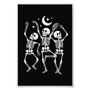 Impression Photo Squelette dansant Joyeux Halloween Crâne d'automne