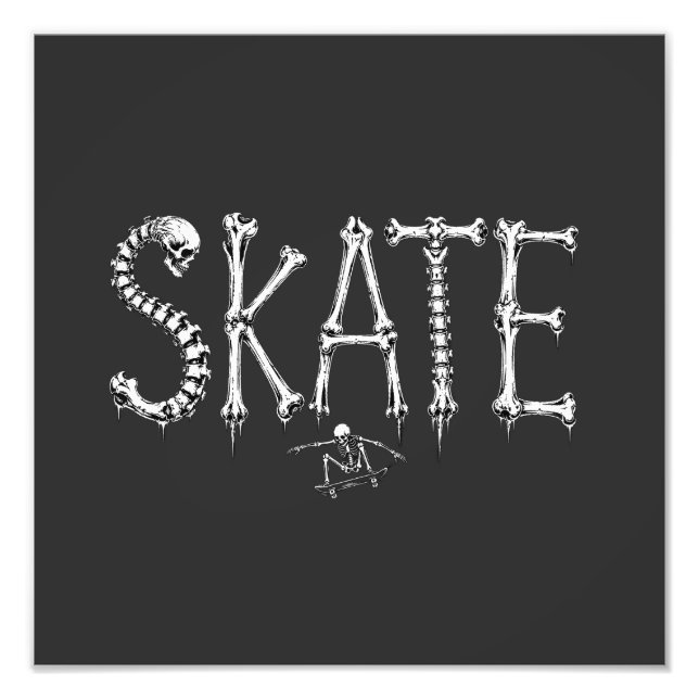 Impression Photo Squelette SKATE Design Horreur (Devant)