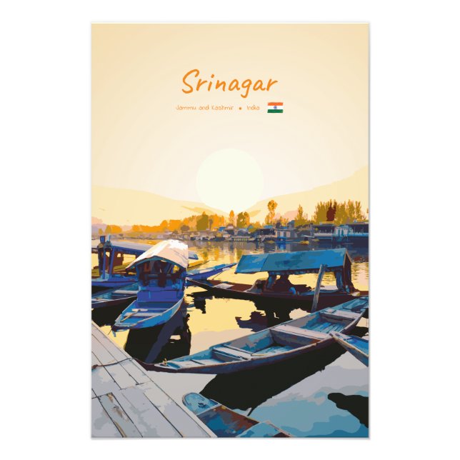Impression Photo Srinagar, Inde - Bateaux Shikara du lac Dal (Devant)