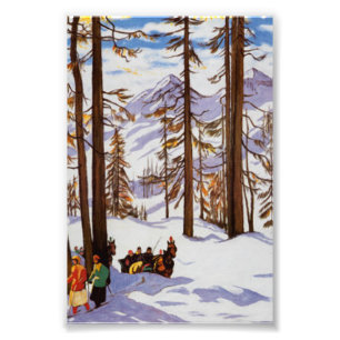 Impression Photo St. Moritz Vintage Skiers Élégance Alpine Art