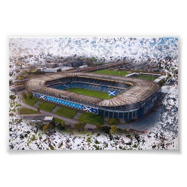 Impression Photo Stade de rugby d'Édimbourg avec drapeau de l'Écoss (Devant)
