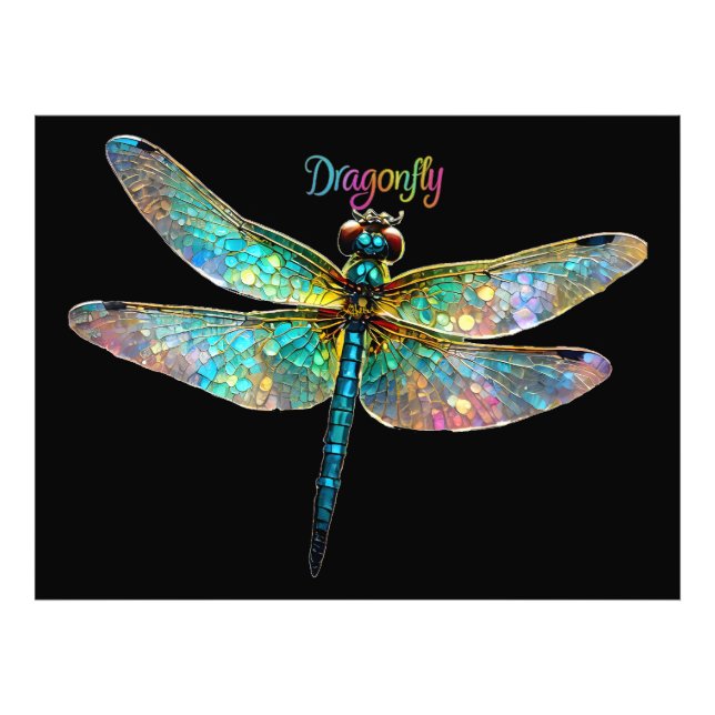 Impression Photo Stained Glass Colorful Dragonfly (Devant)