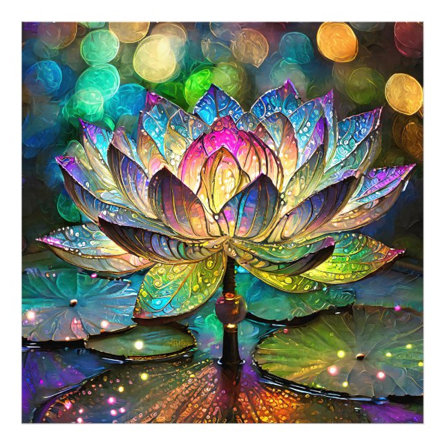 Impression Photo Stained Glass Vibrant Lotus Flower (Devant)