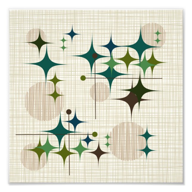 Impression Photo Starbursts et Globes modernes du milieu du siècle (Devant)