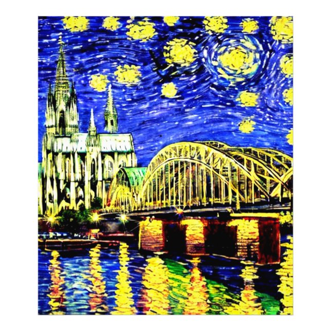 Impression Photo Starry Night Cologne Allemagne Cathédrale (Devant)
