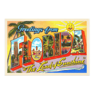 Impression Photo State of Florida FL Vintage grande lettre carte po