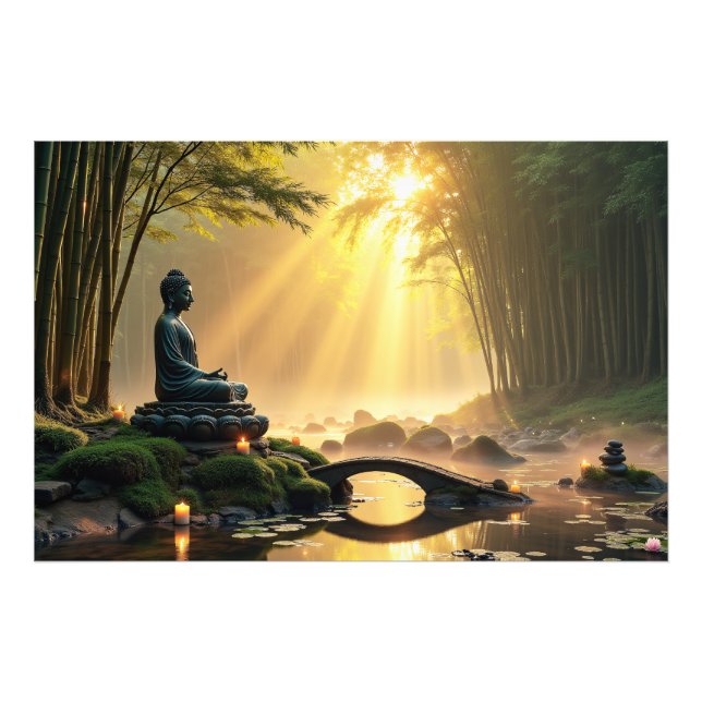Impression Photo Statue de Bouddha sereine dans une forêt paisible  (Devant)