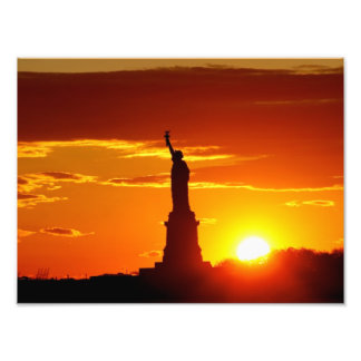 Impression Photo Statue de la Liberté au coucher du soleil