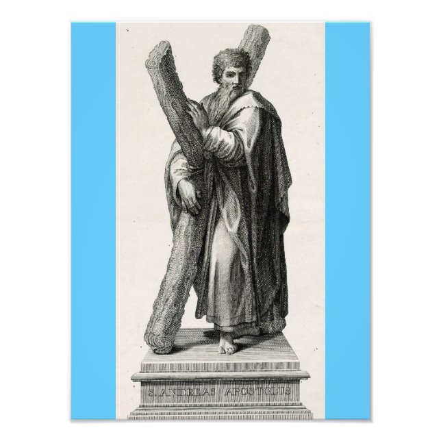 Impression Photo Statue de Saint André Apôtre avec croix (Devant)