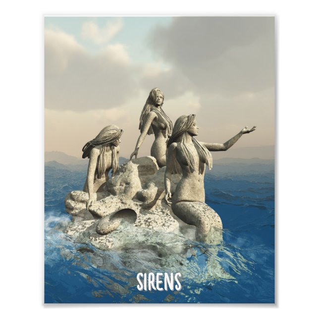Impression Photo Statue de sirènes. Personnalisé (Devant)