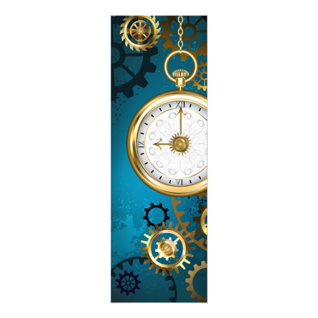 Impression Photo Steampunk Arrière - plan turquoise avec Gears (Devant)
