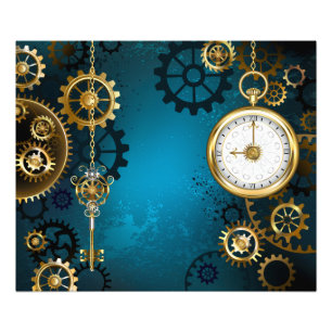 Impression Photo Steampunk Arrière - plan turquoise avec Gears