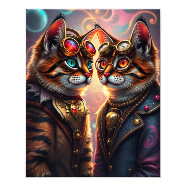 Impression Photo Steampunk Chat en lunettes (Devant)