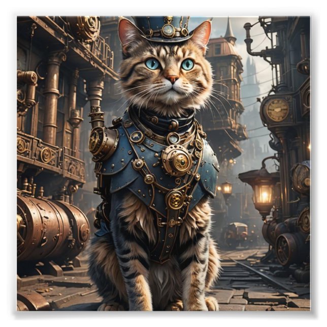 Impression Photo Steampunk Tabby Cat (Devant)