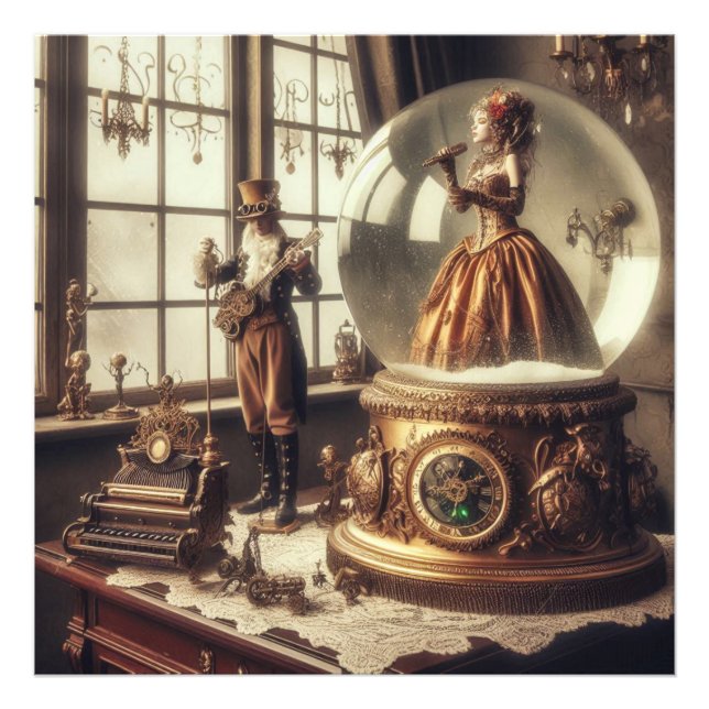 Impression Photo Steampunk Victorian Music Snow Globe (Devant)