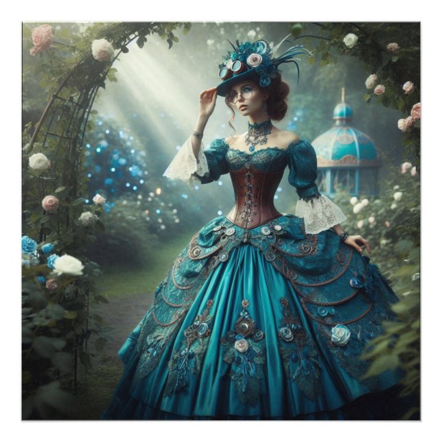 Impression Photo Steampunk Vintage Victorian Garden Lady (Devant)
