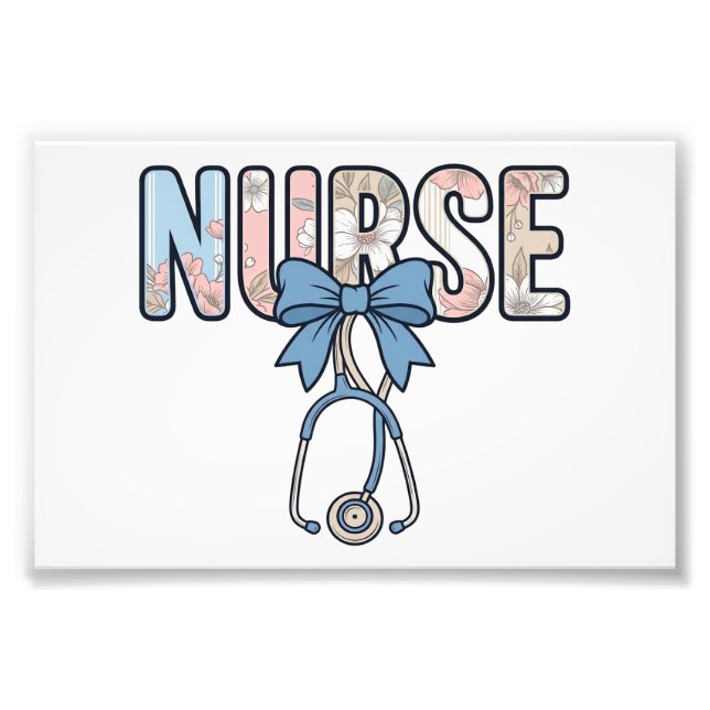 Impression Photo Stéthoscope Nurse Bow Floral Vintage (Devant)