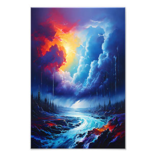 Impression Photo Stormy Sky Abstraite River Paysage Art
