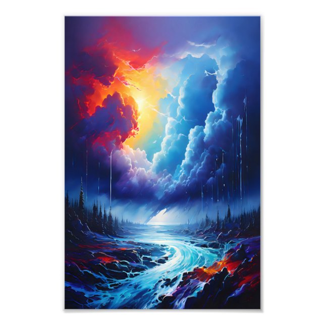 Impression Photo Stormy Sky Abstraite River Paysage Art (Devant)