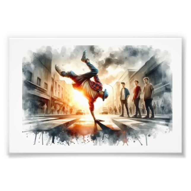 Impression Photo Street Breakdance au coucher du soleil, (Devant)