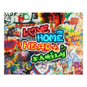 Impression Photo Streetart Graffiti Amour Maison Cœur Coloré Funky