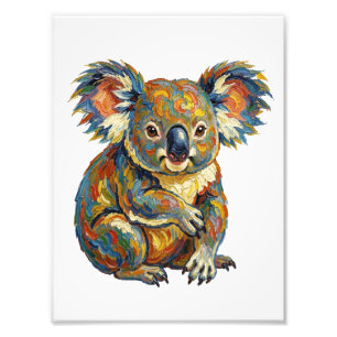 Impression Photo Style de peinture à l'huile vibrant Koala impasto