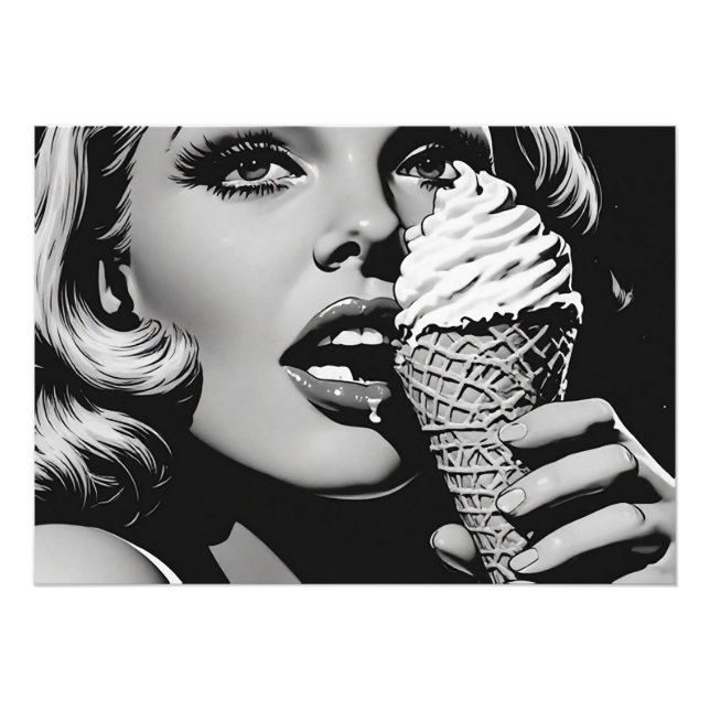 Impression Photo Style graphique BW des années 50 Glace Blonde (Devant)