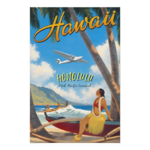 Impression Photo Style Vintage Hawaïen Voyage Honolulu Fille Hula