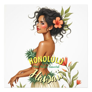 Impression Photo Style vintage Hawaii Voyage Honolulu Hula Girl