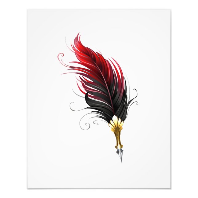 Impression Photo Stylo rouge en plumes avec nib or (Devant)
