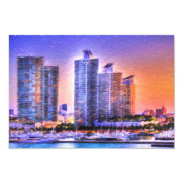 Impression Photo Sunrise de Miami Skyline (Devant)