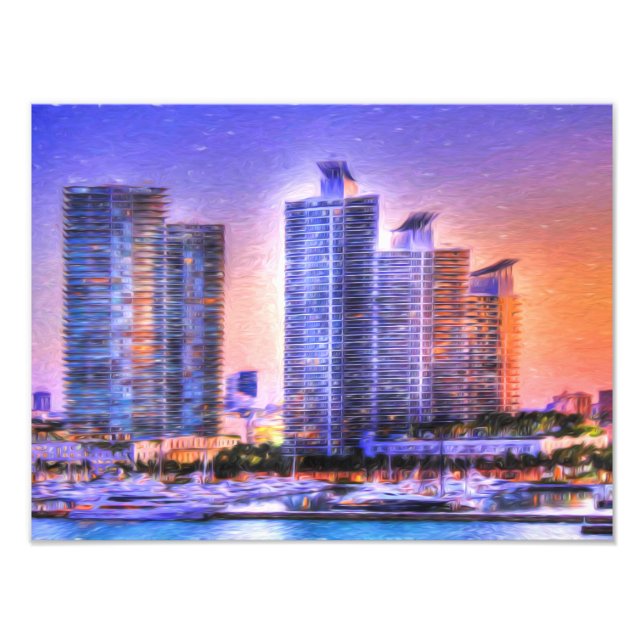Impression Photo Sunrise de Miami Skyline (Devant)