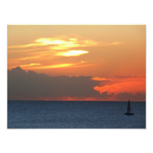 Impression Photo Sunset Clouds and Sailboat Seascape
