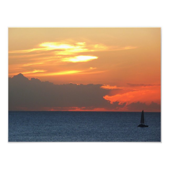 Impression Photo Sunset Clouds and Sailboat Seascape (Devant)