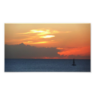 Impression Photo Sunset Clouds and Sailboat Seascape