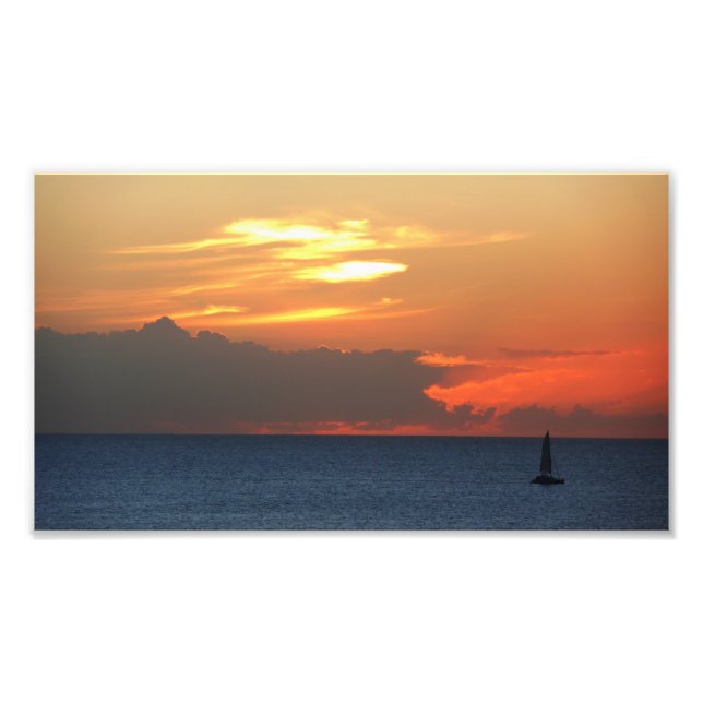 Impression Photo Sunset Clouds and Sailboat Seascape (Devant)