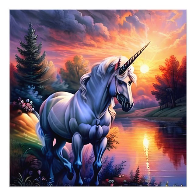 Impression Photo Sunset Lake River Unicorn Seven (Devant)