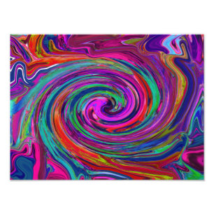 Impression Photo Super Abstrait Retro Magenta Dark Rainbow Swirl