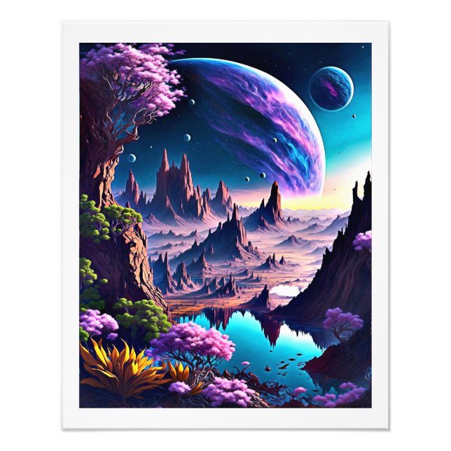 Impression Photo Superbe espace par défaut avec planètes mystiques  (Devant)