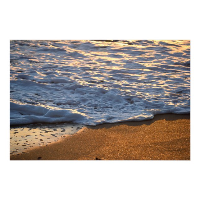 Impression Photo Surf de mousse à la plage de l'océan (Devant)
