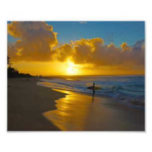 Impression Photo Surfer au lever du soleil