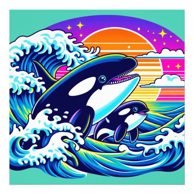 Impression Photo Surfer sur les vagues (Devant)