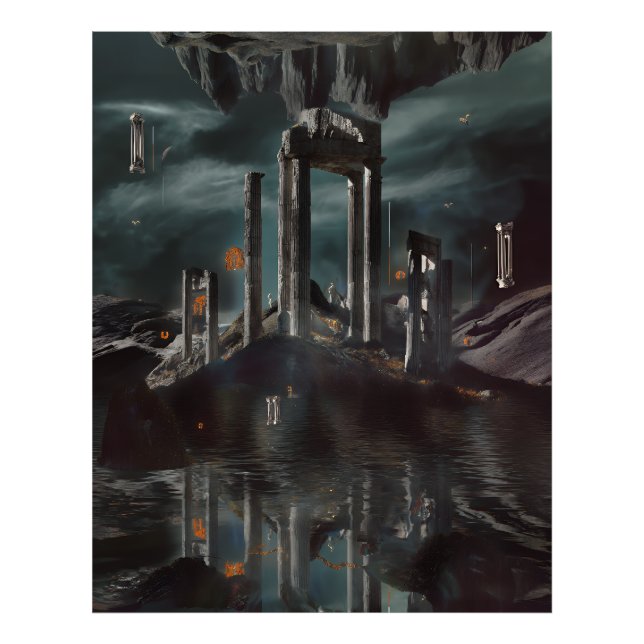 Impression Photo Surreal Floating Ruins Obsidian Pool (Devant)