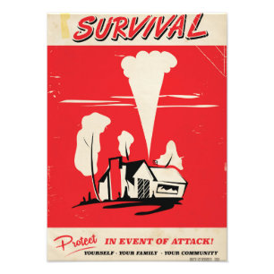 Impression Photo Survie - Affiche de sécurité atomique vintage