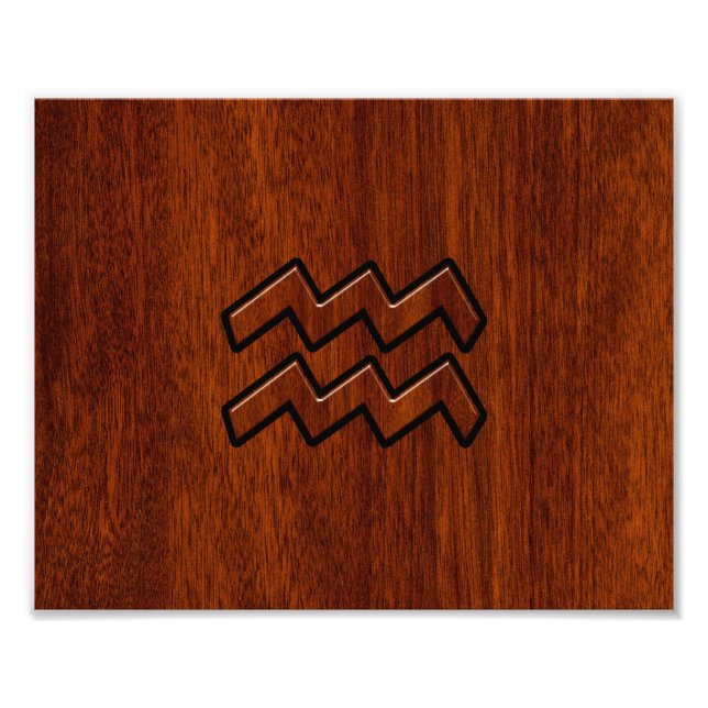 Impression Photo Symbole Aquarius Zodiac Style acajou (Devant)
