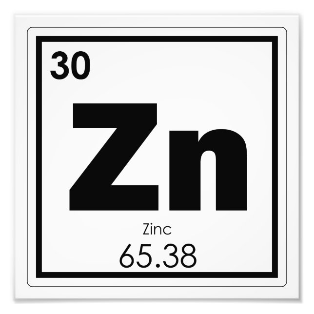Impression Photo Symbole chimique de l'élément de zinc chimie formu (Devant)