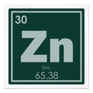 Impression Photo Symbole chimique de l'élément de zinc chimie formu